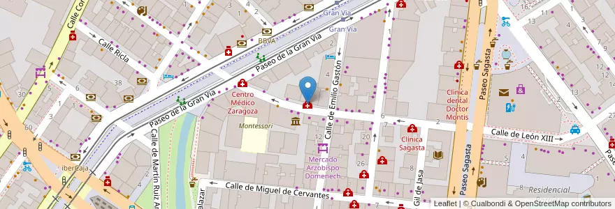 Mapa de ubicacion de Fixius Fisioterapia en スペイン, アラゴン州, サラゴサ, Zaragoza, サラゴサ.