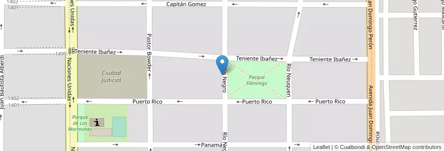 Mapa de ubicacion de Flamingo en Аргентина, Чили, Рио-Негро, Cipolletti, Departamento General Roca.