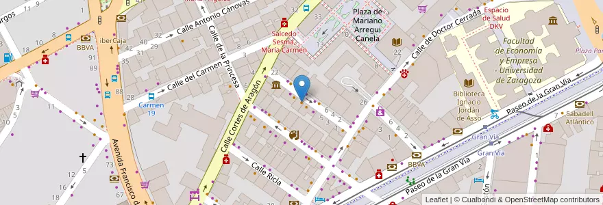 Mapa de ubicacion de Flash Zaragoza en Spagna, Aragón, Saragozza, Zaragoza, Saragozza.