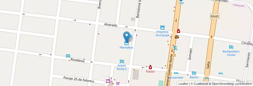 Mapa de ubicacion de Flechabus en Аргентина, Сальта, Cafayate, Municipio De Cafayate.