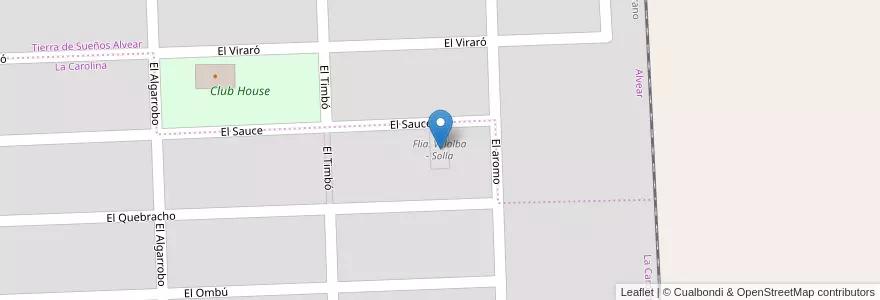 Mapa de ubicacion de Flia. Villalba - Solla en الأرجنتين, سانتا في, Departamento Rosario, Municipio De Alvear, Alvear.