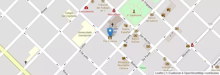 Mapa de ubicacion de Flix Cinema en Argentine, Province De Buenos Aires, Partido De Azul.
