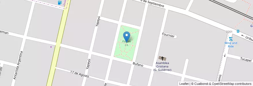 Mapa de ubicacion de Flor de Lis en Аргентина, Чили, Мендоса, Departamento Maipú, Maipú, Distrito Gutiérrez.