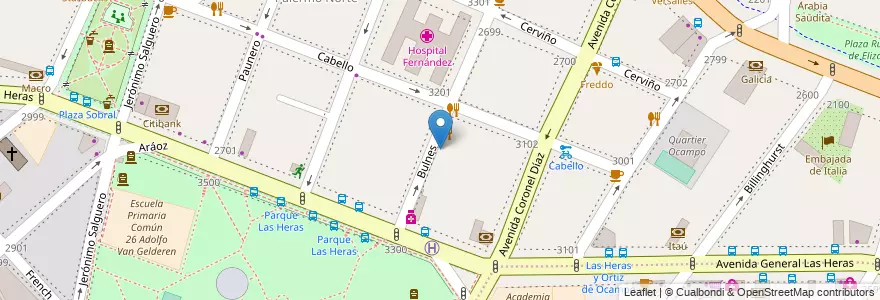 Mapa de ubicacion de Florence Nightingale, Palermo en Argentina, Ciudad Autónoma De Buenos Aires, Comuna 2, Buenos Aires.