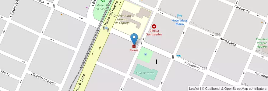 Mapa de ubicacion de Flores en 阿根廷, Córdoba, Departamento Colón, Pedanía Cañas.