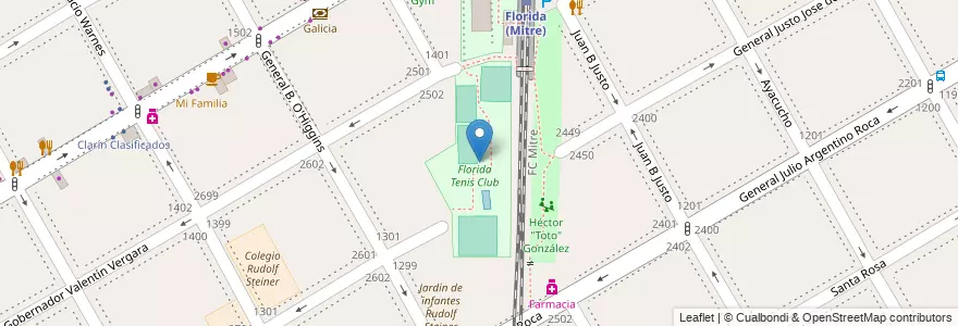 Mapa de ubicacion de Florida Tenis Club en الأرجنتين, بوينس آيرس, Partido De Vicente López, Vicente López.