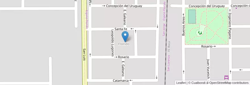 Mapa de ubicacion de Florido en Arjantin, Şili, Río Negro, Cipolletti, Departamento General Roca.