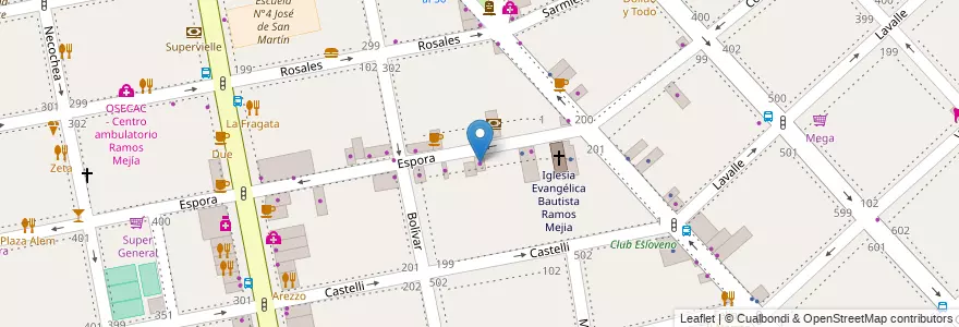 Mapa de ubicacion de Florinda Bakery en アルゼンチン, ブエノスアイレス州, Partido De La Matanza, Ramos Mejía.