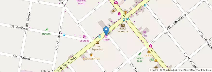 Mapa de ubicacion de Flow en Argentinië, Buenos Aires, Partido De Tres De Febrero, Santos Lugares.