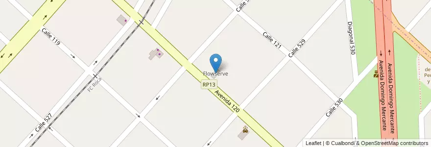 Mapa de ubicacion de Flowserve, Tolosa en Arjantin, Buenos Aires, Partido De La Plata.