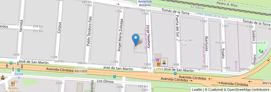 Mapa de ubicacion de Flying Time SRL en آرژانتین, سانتافه, Departamento Rosario, Municipio De Funes, Funes.