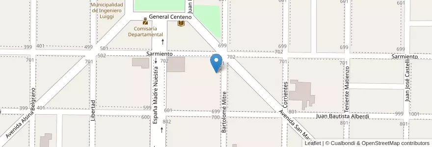 Mapa de ubicacion de FM Cristal 89.5 en Argentina, La Pampa, Departamento Realicó, Municipio De Ingeniero Luiggi.