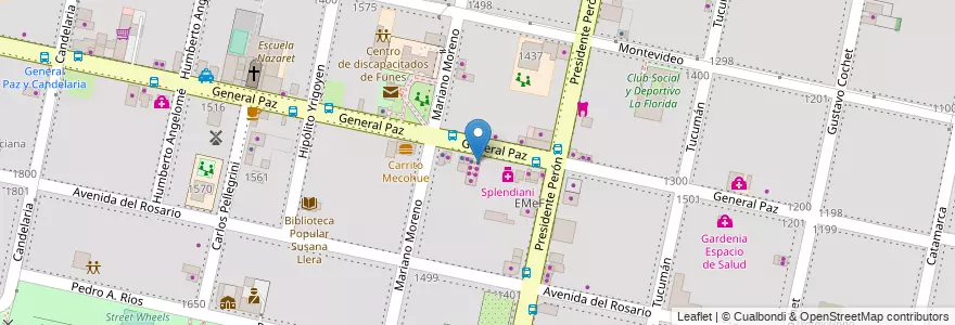 Mapa de ubicacion de FM Diez Funes en Аргентина, Санта-Фе, Departamento Rosario, Municipio De Funes, Funes.