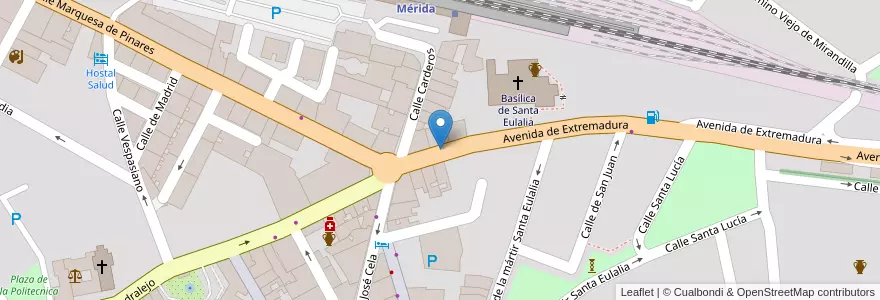 Mapa de ubicacion de Fomento de Mercados de Extremadura en スペイン, エストレマドゥーラ州, バダホス, Mérida, Mérida.