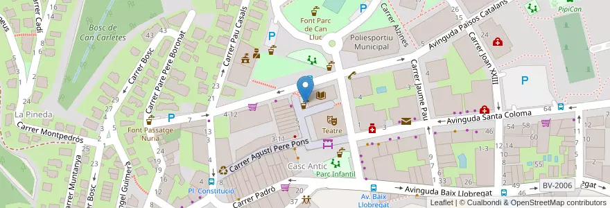 Mapa de ubicacion de Font Biblioteca en İspanya, Catalunya, Barcelona, Baix Llobregat, Santa Coloma De Cervelló.