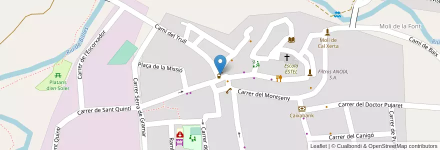 Mapa de ubicacion de Font de la Plaça de les Eres en Spanien, Katalonien, Barcelona, Alt Penedès, Sant Pere De Riudebitlles.