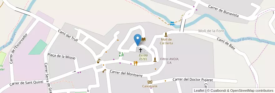 Mapa de ubicacion de Font de la Plaça de l'Església en スペイン, カタルーニャ州, Barcelona, Alt Penedès, Sant Pere De Riudebitlles.