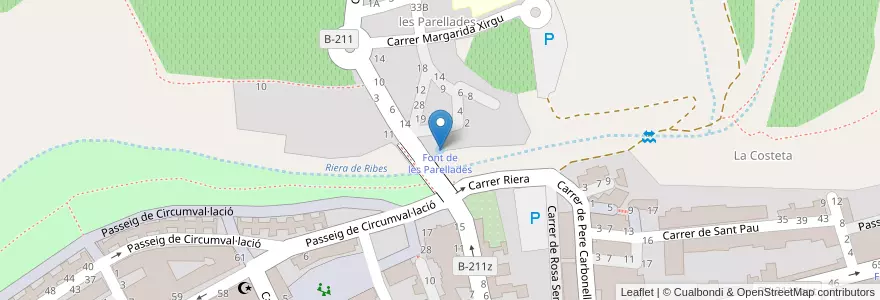 Mapa de ubicacion de Font de les Parellades en Espagne, Catalogne, Barcelone, Garraf, Sant Pere De Ribes.