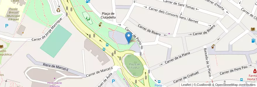 Mapa de ubicacion de Font dels jocs d'aigua de les Rieres d'Horta en Испания, Каталония, Барселона, Барселонес, Барселона.