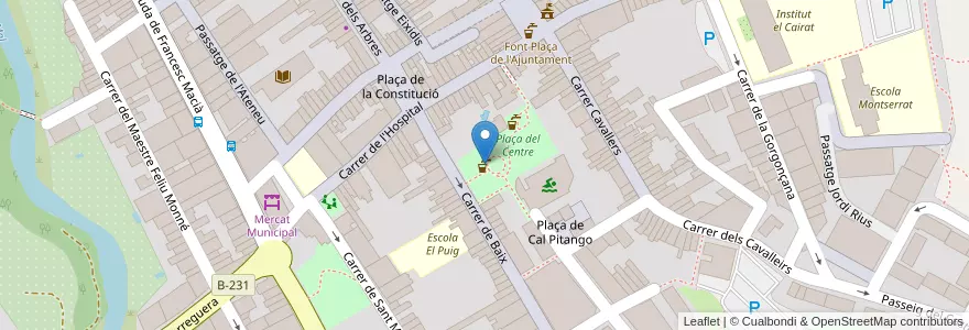 Mapa de ubicacion de Font Plaça del Centre en Espanha, Catalunha, Barcelona, Baix Llobregat, Esparreguera.