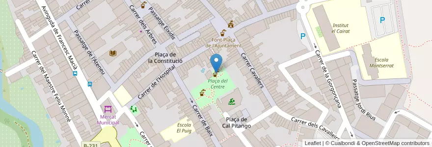 Mapa de ubicacion de Font Plaça del Centre en Espanha, Catalunha, Barcelona, Baix Llobregat, Esparreguera.