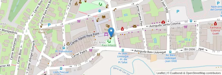 Mapa de ubicacion de Font Plaça del Pi en Испания, Каталония, Барселона, Баш-Льобрегат, Santa Coloma De Cervelló.