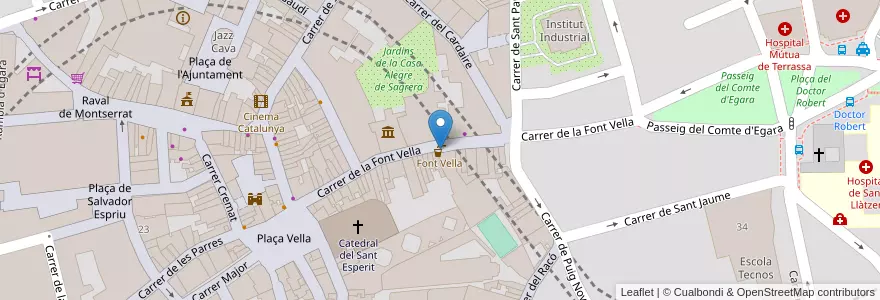 Mapa de ubicacion de Font Vella en Espagne, Catalogne, Barcelone, Vallais-Occidental, Terrassa.