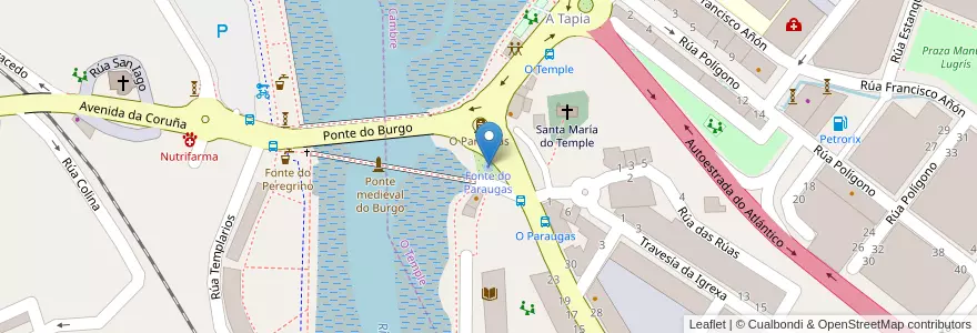Mapa de ubicacion de Fonte do Paraugas en スペイン, ガリシア州, A Coruña, A Coruña, Cambre.