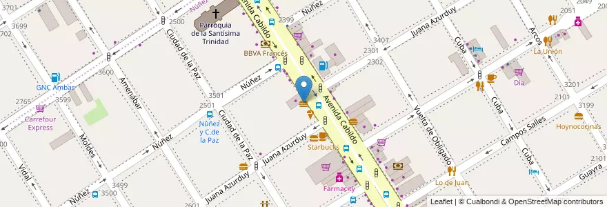 Mapa de ubicacion de Food Garden, Nuñez en آرژانتین, Ciudad Autónoma De Buenos Aires, Buenos Aires, Comuna 13.