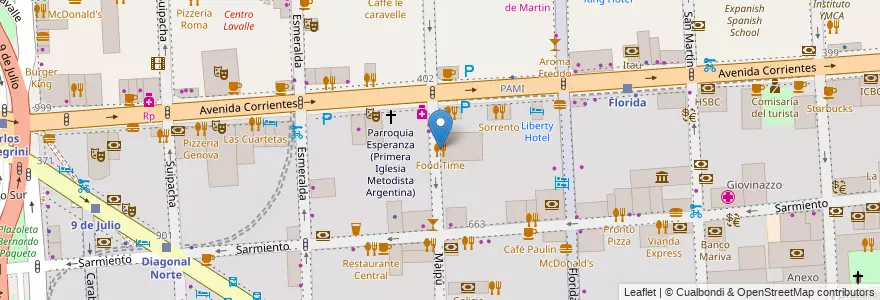 Mapa de ubicacion de Food Time, San Nicolas en Argentina, Autonomous City Of Buenos Aires, Comuna 1, Autonomous City Of Buenos Aires.