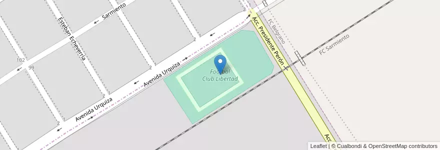 Mapa de ubicacion de Footbal Club Libertad en Аргентина, Буэнос-Айрес, Partido De Nueve De Julio, Cuartel Nueve De Julio Rural, 9 De Julio.