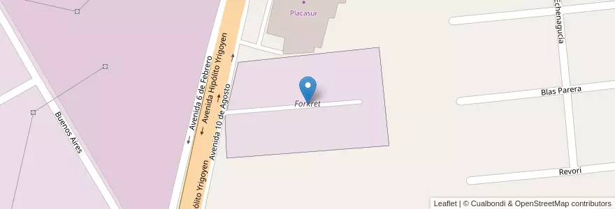 Mapa de ubicacion de Forkret en アルゼンチン, ブエノスアイレス州, Partido De Almirante Brown, Burzaco.