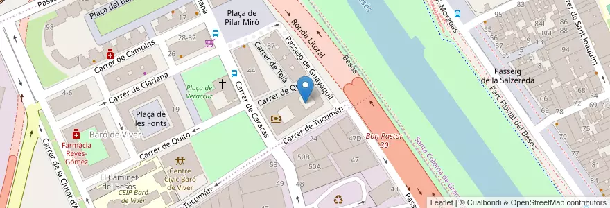 Mapa de ubicacion de Formacion@trinijova.org en スペイン, カタルーニャ州, Barcelona, バルサルネス, Santa Coloma De Gramenet.