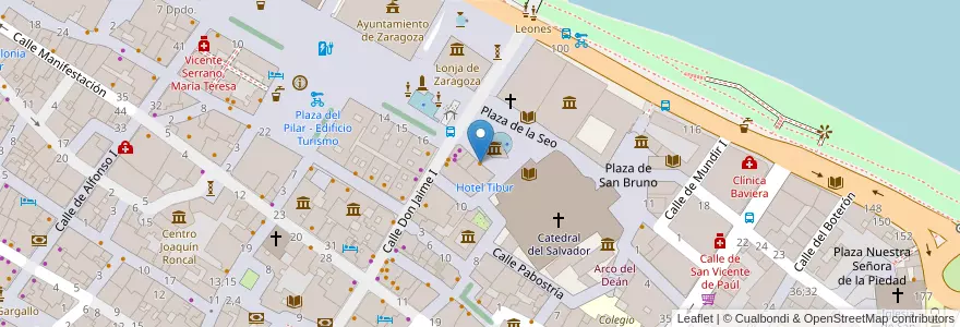 Mapa de ubicacion de Foro romano en 스페인, Aragón, 사라고사, Zaragoza, 사라고사.