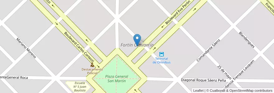 Mapa de ubicacion de Fortín Olavarría en Argentinië, Buenos Aires, Partido De Rivadavia, Fortín Olavarría.