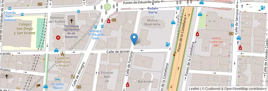 Mapa de ubicacion de FORTUNY, CALLE, DE,18 en اسپانیا, بخش خودمختار مادرید, بخش خودمختار مادرید, Área Metropolitana De Madrid Y Corredor Del Henares, مادرید.