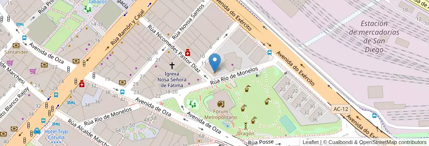 Mapa de ubicacion de Forum en スペイン, ガリシア州, A Coruña, A Coruña, A Coruña.
