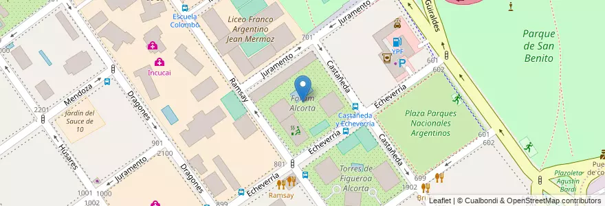 Mapa de ubicacion de Forum Alcorta, Belgrano en Argentinien, Ciudad Autónoma De Buenos Aires, Buenos Aires, Comuna 13.