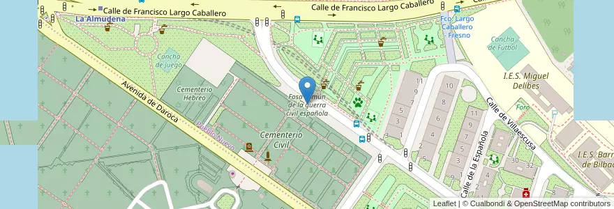 Mapa de ubicacion de Fosa común de la guerra civil española en Espanha, Comunidade De Madrid, Comunidade De Madrid, Área Metropolitana De Madrid Y Corredor Del Henares, Madrid.