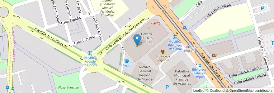 Mapa de ubicacion de Foster's Hollywood en Espanha, Região De Múrcia, Região De Múrcia, Área Metropolitana De Murcia, Murcia.