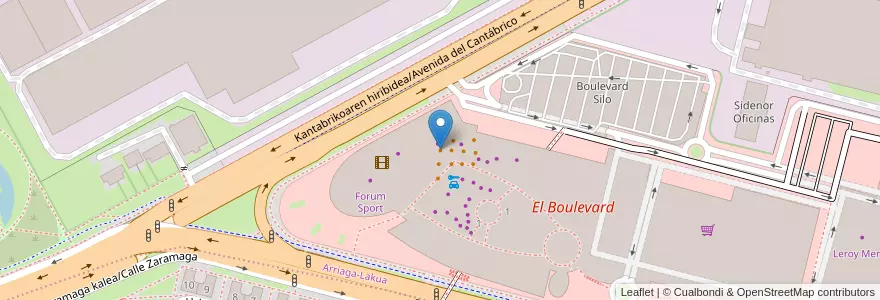 Mapa de ubicacion de Foster's Hollywood en 西班牙, 巴斯克, Araba/Álava, Gasteizko Kuadrilla/Cuadrilla De Vitoria, Vitoria-Gasteiz.