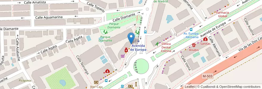 Mapa de ubicacion de Fosters Hollywood en Испания, Мадрид, Мадрид, Área Metropolitana De Madrid Y Corredor Del Henares, Pozuelo De Alarcón.