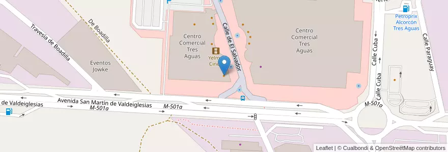 Mapa de ubicacion de Foster's Hollywood Tres Aguas en إسبانيا, منطقة مدريد, منطقة مدريد, Área Metropolitana De Madrid Y Corredor Del Henares, Alcorcón.