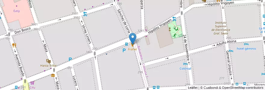 Mapa de ubicacion de Frahel, Almagro en Arjantin, Ciudad Autónoma De Buenos Aires, Comuna 5, Buenos Aires.
