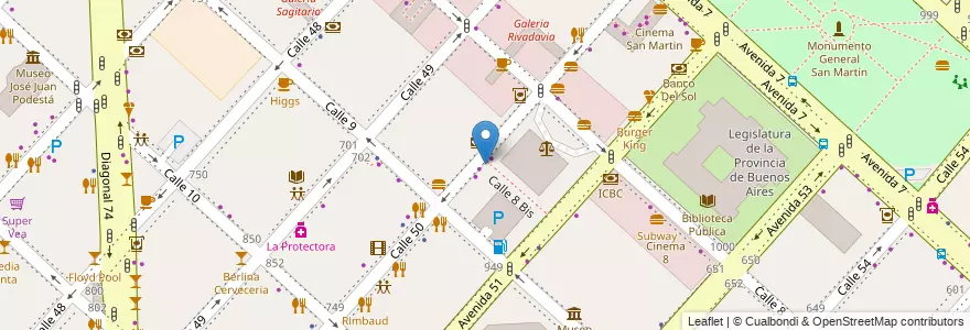 Mapa de ubicacion de Franchini helad, 8 bis 901, Casco Urbano en Arjantin, Buenos Aires, Partido De La Plata, La Plata.