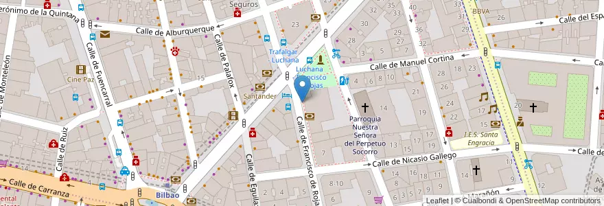 Mapa de ubicacion de FRANCISCO DE ROJAS, CALLE, DE,13 en スペイン, マドリード州, Comunidad De Madrid, Área Metropolitana De Madrid Y Corredor Del Henares, Madrid.