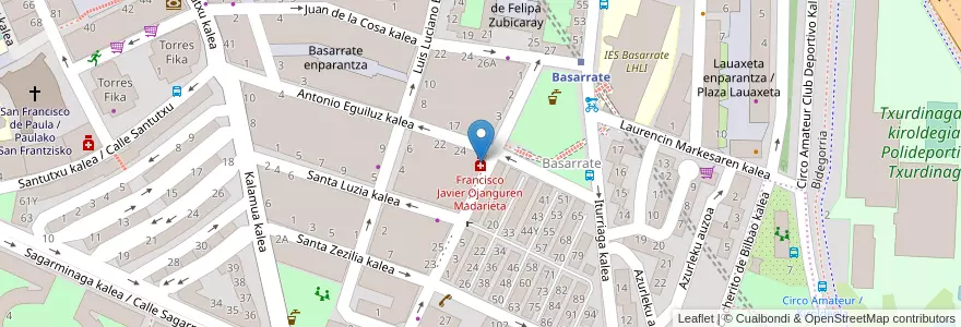 Mapa de ubicacion de Francisco Javier Ojanguren Madarieta en España, Euskadi, Bizkaia, Bilboaldea, Bilbao.