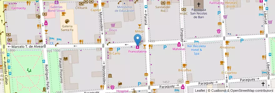 Mapa de ubicacion de Francolatina, Recoleta en 阿根廷, Ciudad Autónoma De Buenos Aires, Comuna 2, Comuna 1, 布宜诺斯艾利斯.