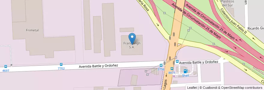 Mapa de ubicacion de Francovigh S.A. en 아르헨티나, Santa Fe, Departamento Rosario, Municipio De Rosario, 로사리오.