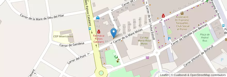 Mapa de ubicacion de Frankfurt Cafeteria Mare Molas en スペイン, カタルーニャ州, Tarragona, Baix Camp, Reus.